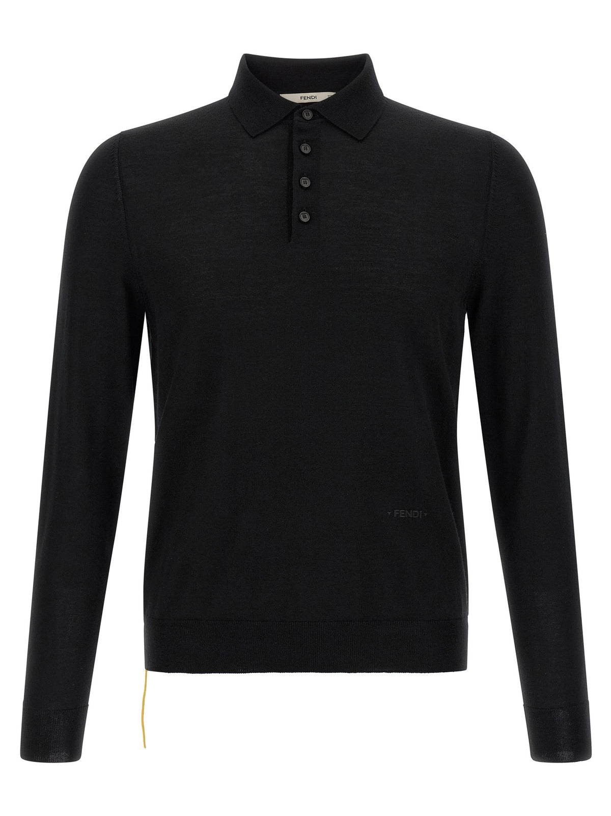 Yellow stitching polo shirt with visible thread