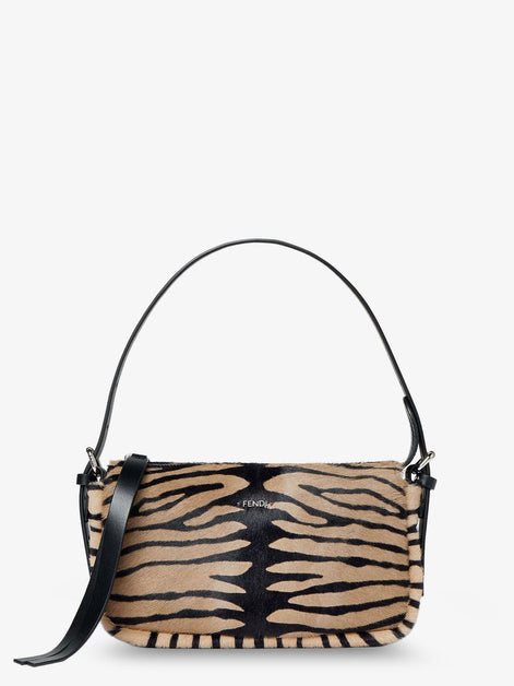 Zip Top Small shoulder bag in tiger-print pony skin