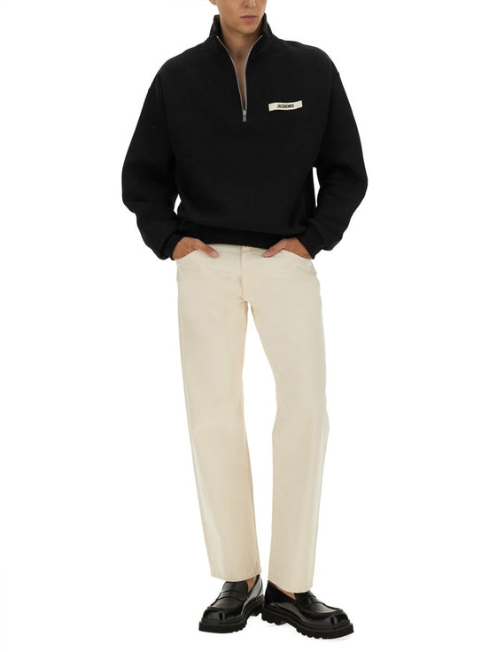 JACQUEMUS FELPA CON LOGO E ZIP